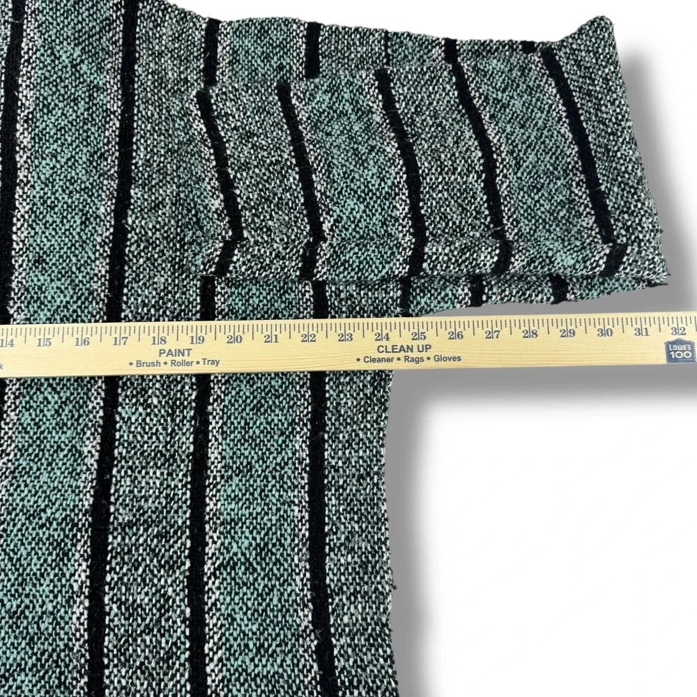 Baja Poncho Style Pullover Hoodie –‎ Teal & Black Stripe